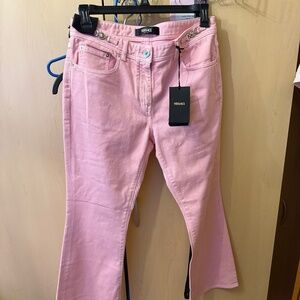 Versace Pink Denim Flared Jeans